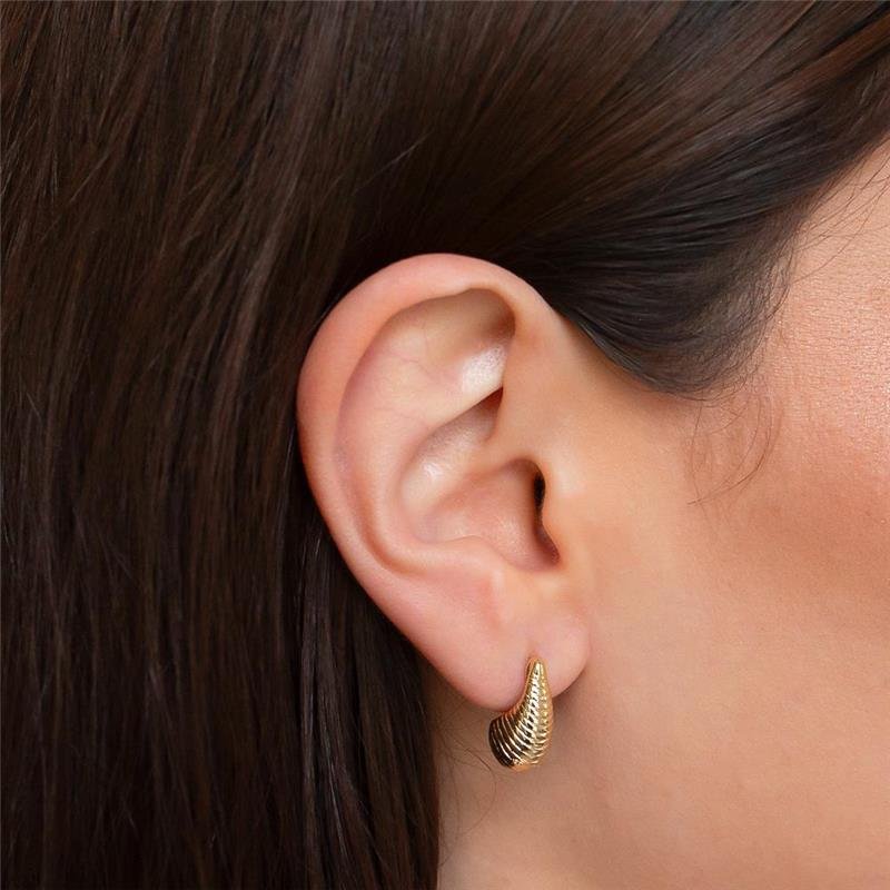 BRINCO FOLHEADO GOTA TEXTURIZADA