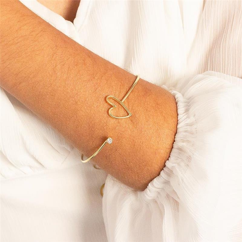 BRACELETE FOLHEADO CORAÇÃO