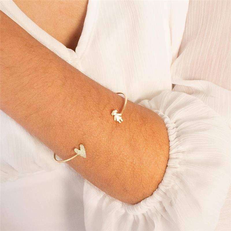 BRACELETE FOLHEADO CORAÇÃO/MENINA