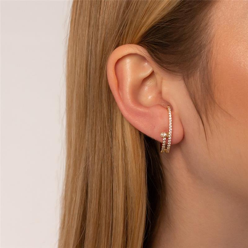 BRINCO FOLHEADO EAR HOOK CRAVEJADO 