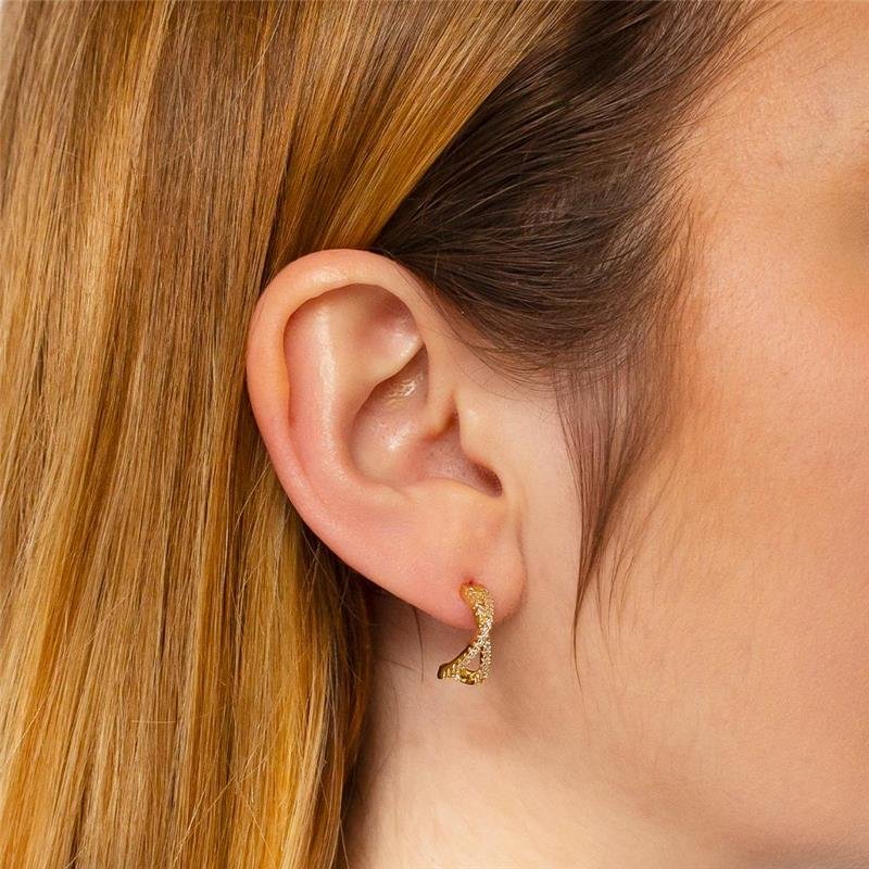 SEMI-ARGOLA FOLHEADA DELICADA CRAVEJADA