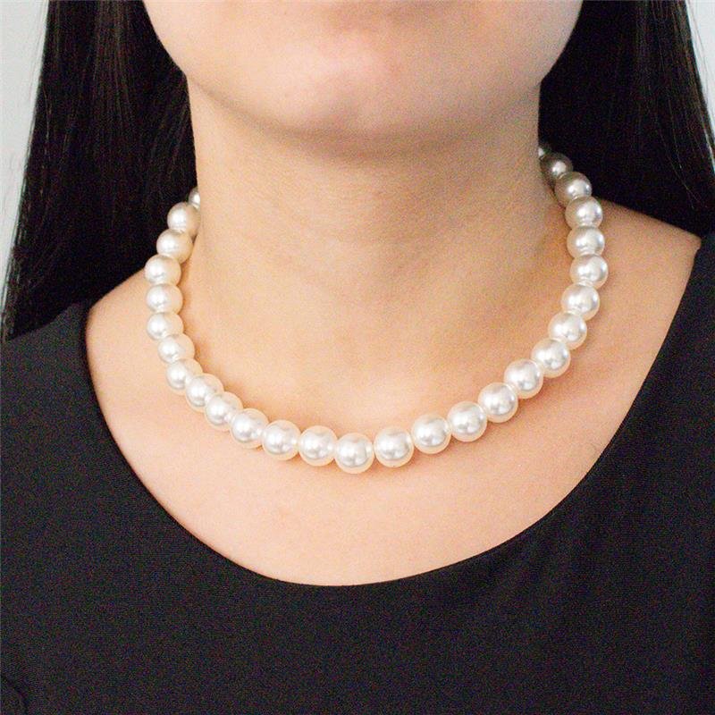 GARGANTILHA DE PÉROLAS COR BRANCA 12 MM E 40 CM 