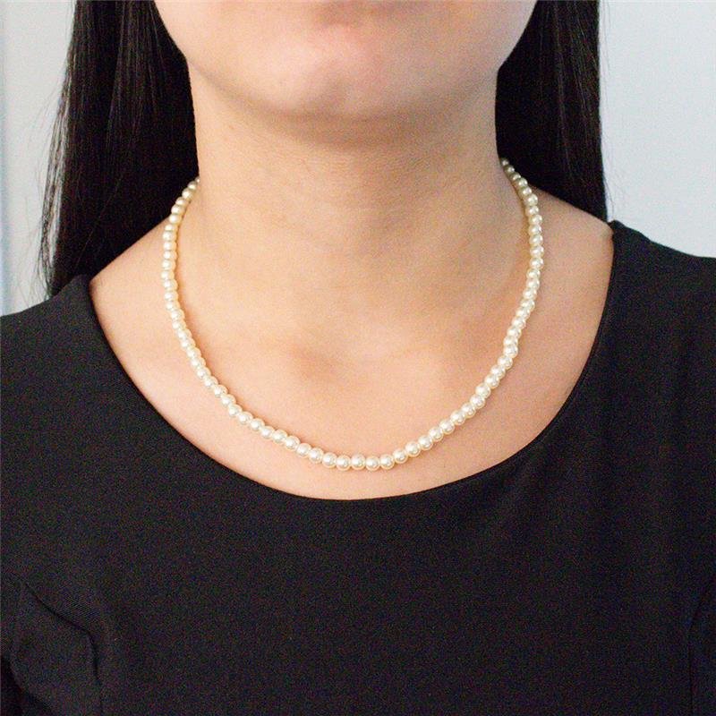 GARGANTILHA DE PÉROLAS COR MARFIM 4 MM E 40 CM 