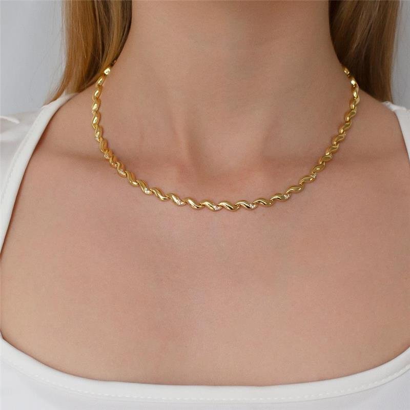 GARGANTILHA FOLHEADA CHOKER ZIRCÔNIA - 30CM