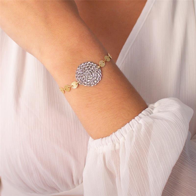 PULSEIRA FOLHEADA CÍRCULO ARAMADO - 17 CM