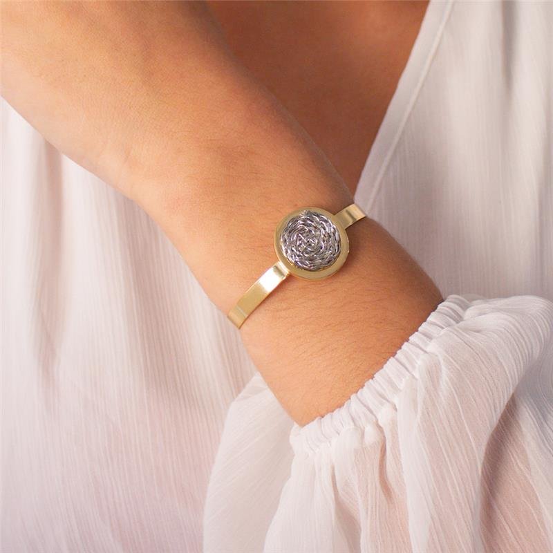 BRACELETE FOLHEADO DETALHES ARAMADO - DUAL GLOW 