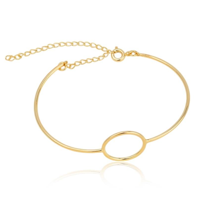 BRACELETE FOLHEADO LISO COM CÍRCULO 