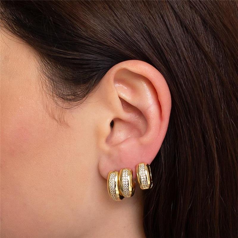 ARGOLA TRIO FOLHEADO ZIRCONIA