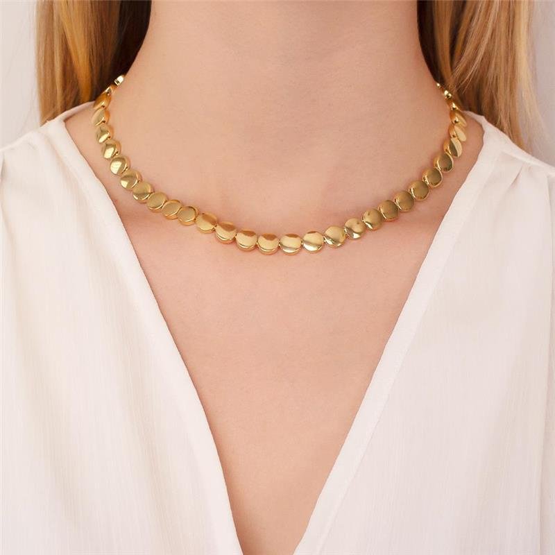 GARGANTILHA FOLHEADA REDONDA LISA - 38CM