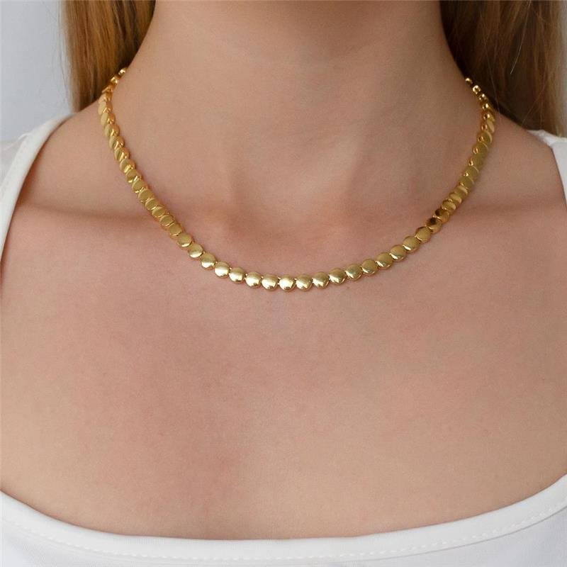 GARGANTILHA FOLHEADA REDONDA LISA - 38CM