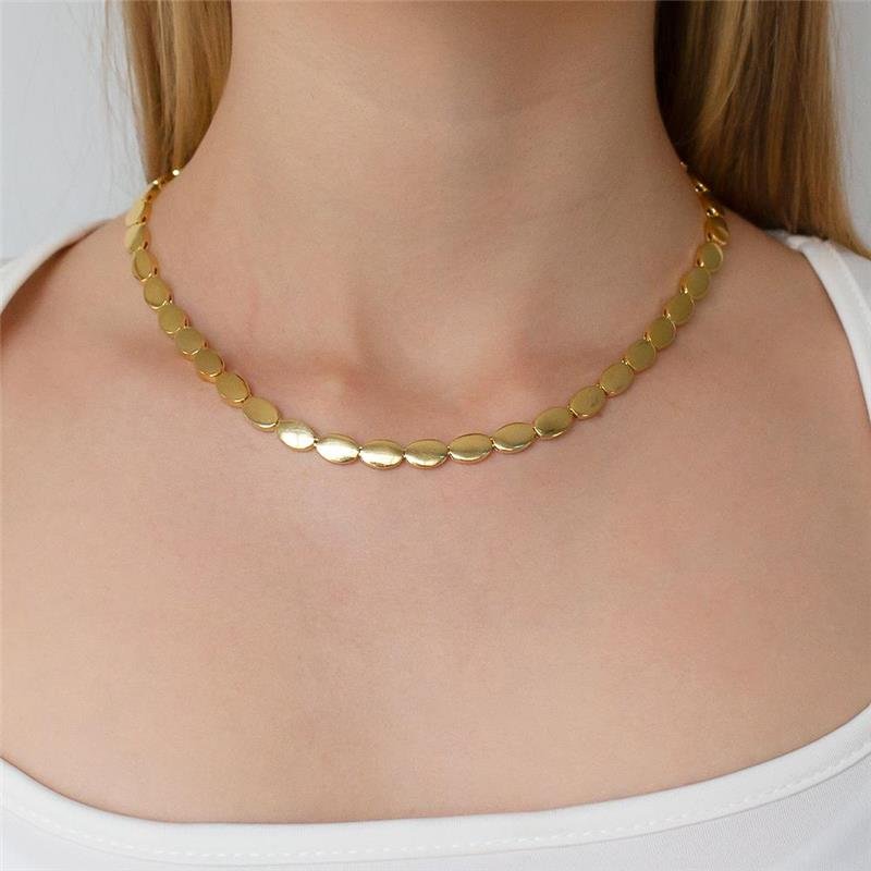 GARGANTILHA FOLHEADA OVAL LISA - 38CM