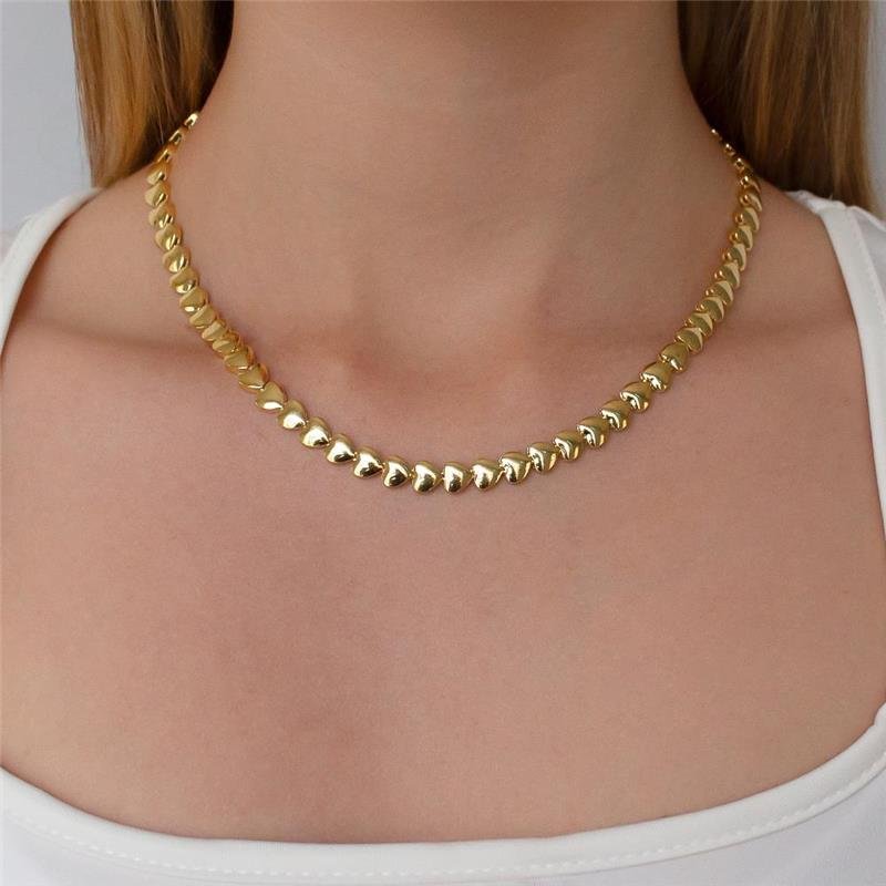 GARGANTILHA FOLHEADA CORAÇÃO - 38CM