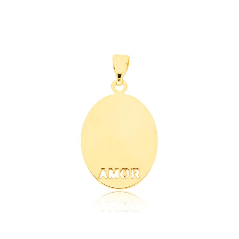 PINGENTE FOLHEADO PLACA OVAL AMOR PARA PERSONALIZAÇÃO
