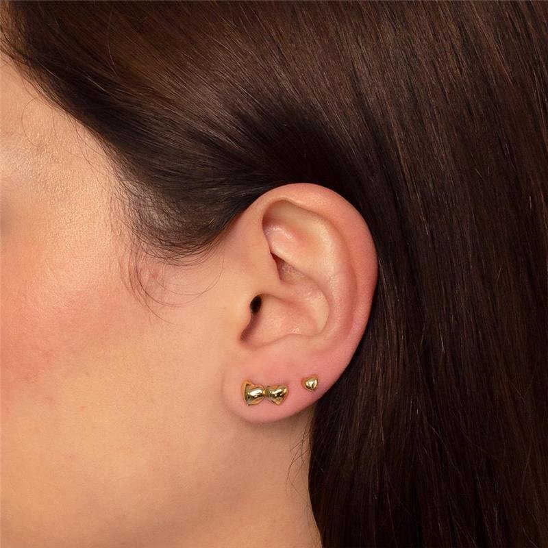 TRIO BRINCO FOLHEADO CORAÇÃO LISO 