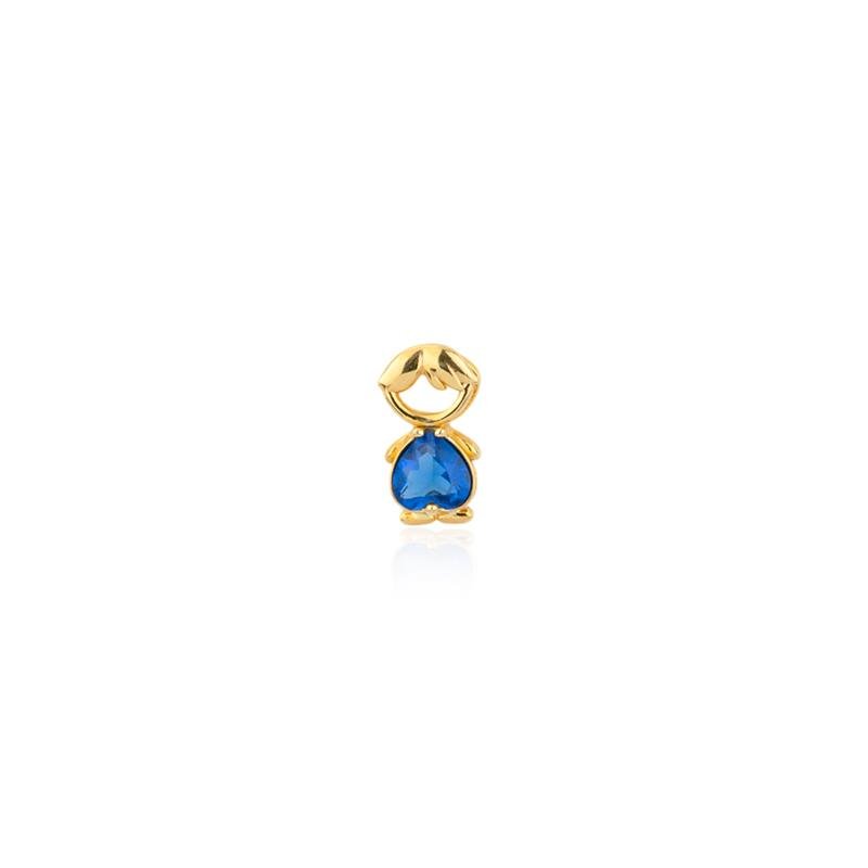 PINGENTE FOLHEADO MENINO COM PEDRA AZUL 