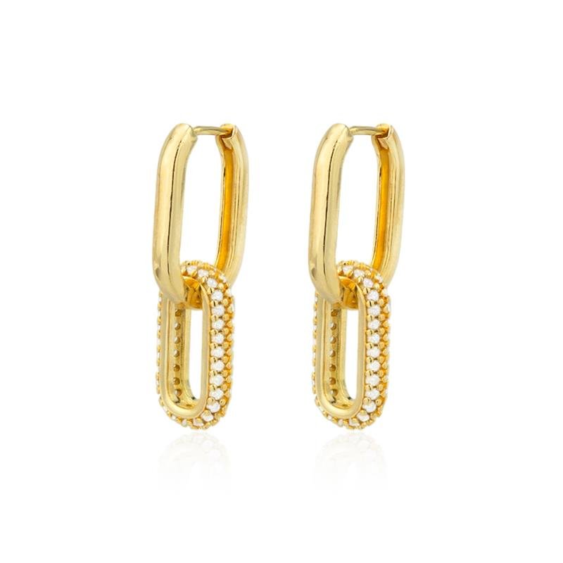 ARGOLA FOLHEADO ELOS ZIRCÔNIA