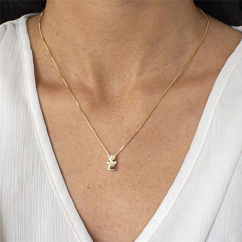 GARGANTILHA FOLHEADA MENINA ZIRCÔNIA