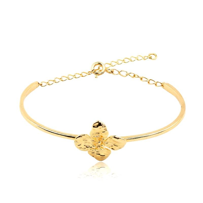 BRACELETE FOLHEADO COM FLOR TEXTURIZADA - FLORES 