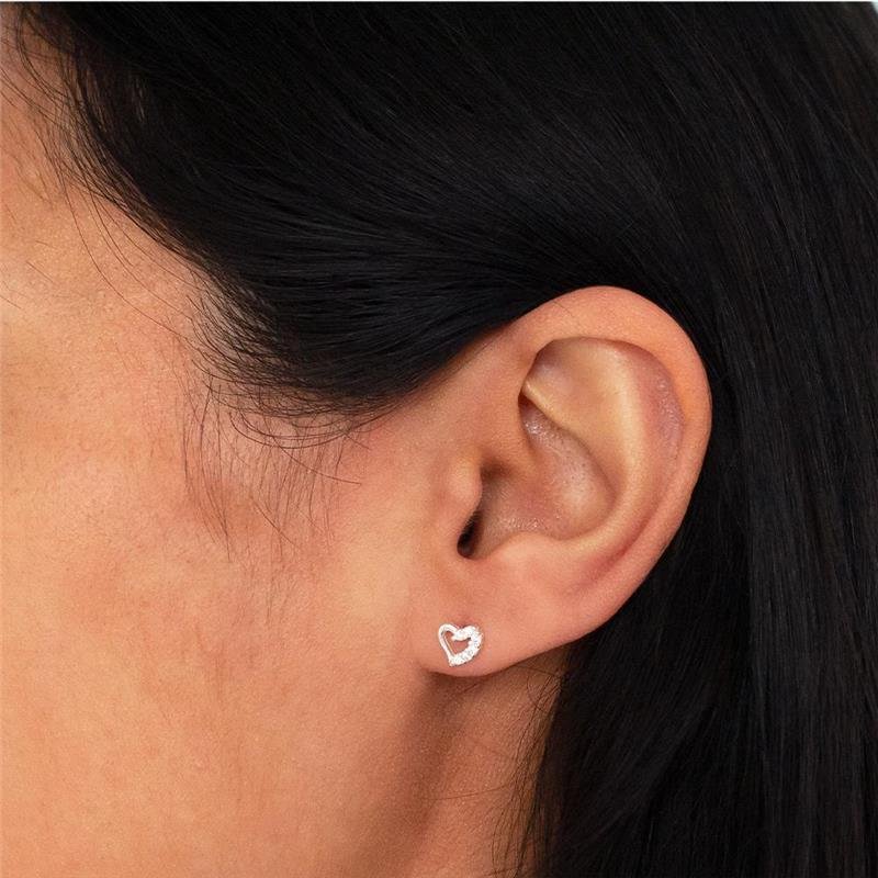 BRINCO PRATA CORAÇÃO COM ZIRCÔNIAS