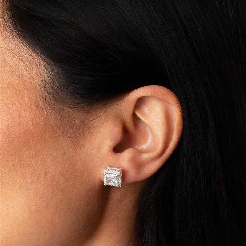 BRINCO PRATA 925 QUADRADO ZIRCÔNIA