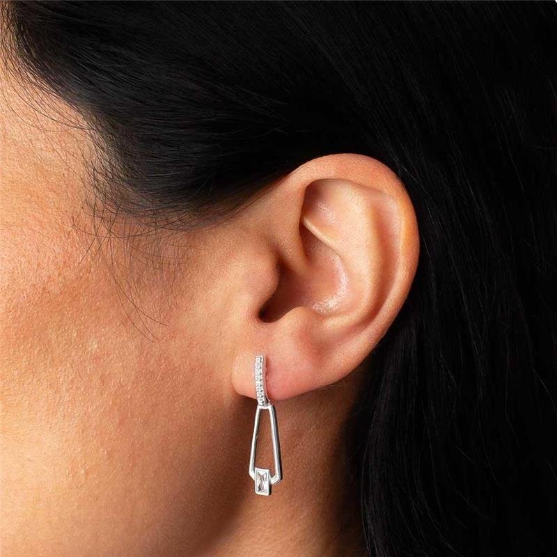 BRINCO PRATA 925 ZIRCÔNIA PONTO DE LUZ QUADRADO