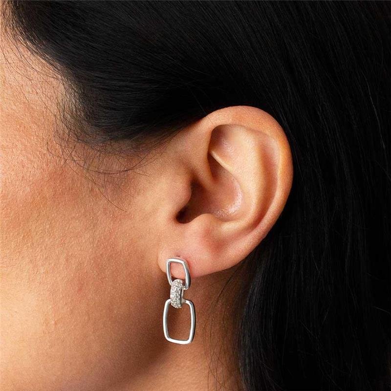 BRINCO PRATA 925 QUADRADO E ZIRCÔNIA