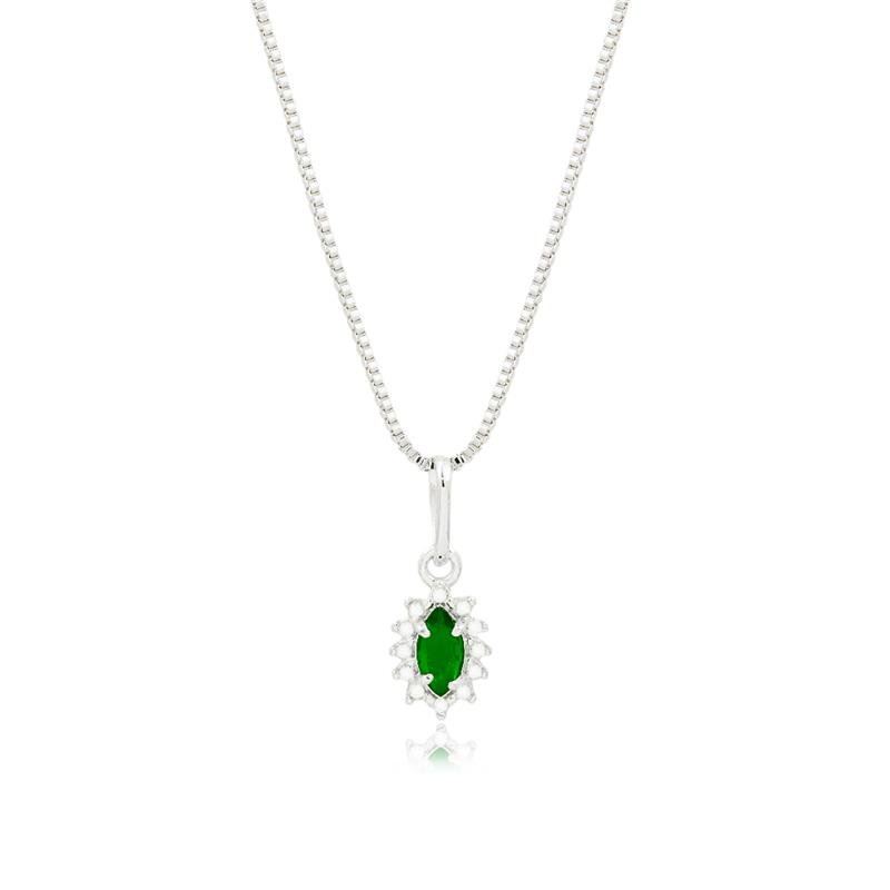 GARGANTILHA EM PRATA 925 COM ZIRCÔNIA VERDE CRAVEJADO 