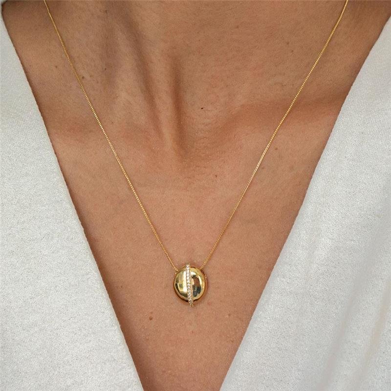 GARGANTILHA FOLHEADA PINGENTE CRAVEJADO