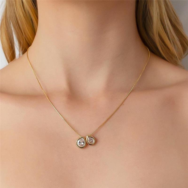 GARGANTILHA FOLHEADA GOTAS PONTO DE LUZ