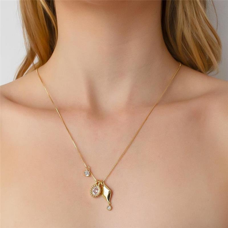 GARGANTILHA FOLHEADA PINGENTES PONTOS DE LUZ