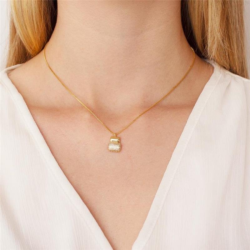 GARGANTILHA FOLHEADA ZIRCÔNIA - 45 CM