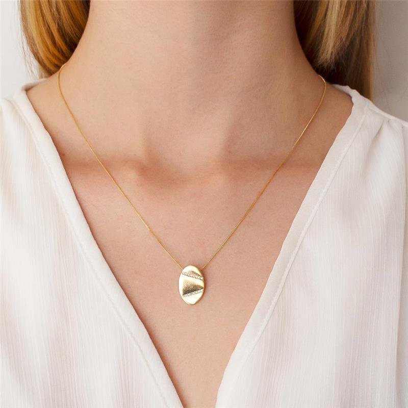 GARGANTILHA FOLHEADA COM ZIRCÔNIAS - 47 CM