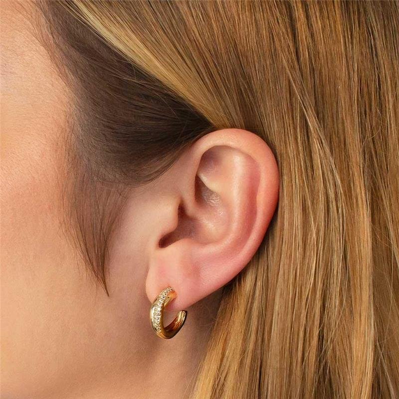 ARGOLA FOLHEADA CRAVEJADO ZIRCÔNIA