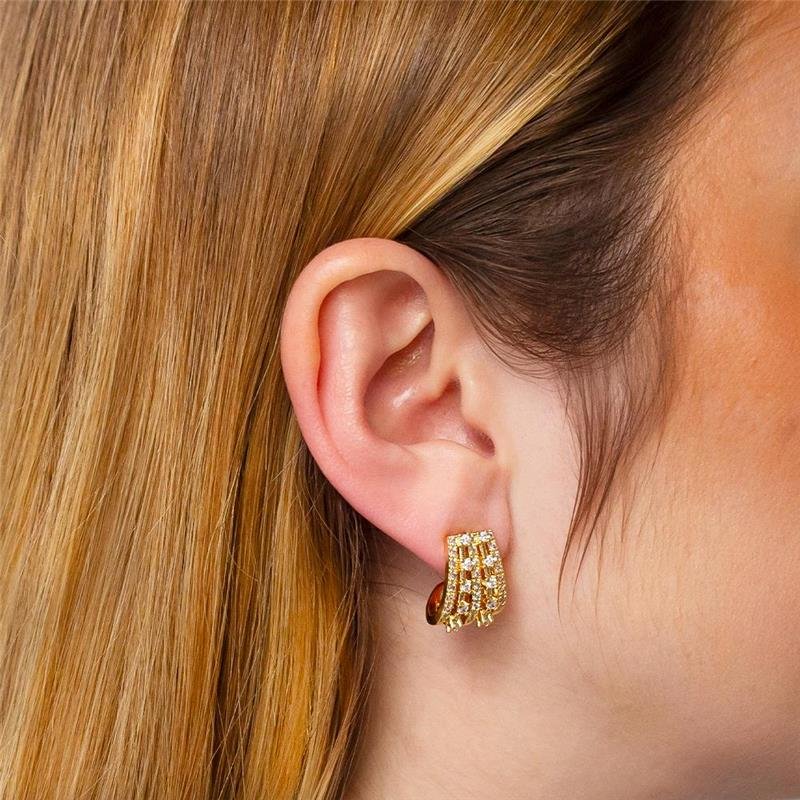 BRINCO FOLHEADO CRAVEJADO ZIRCÔNIA