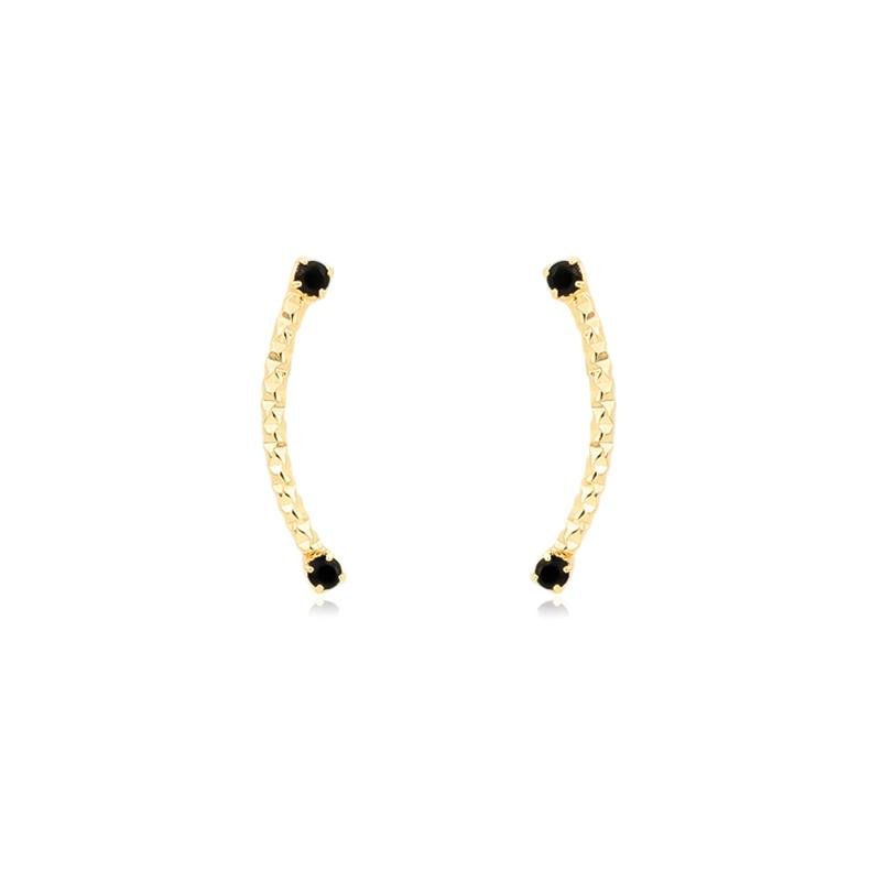 BRINCO FOLHEADO ZIRCÔNIA NEGRA