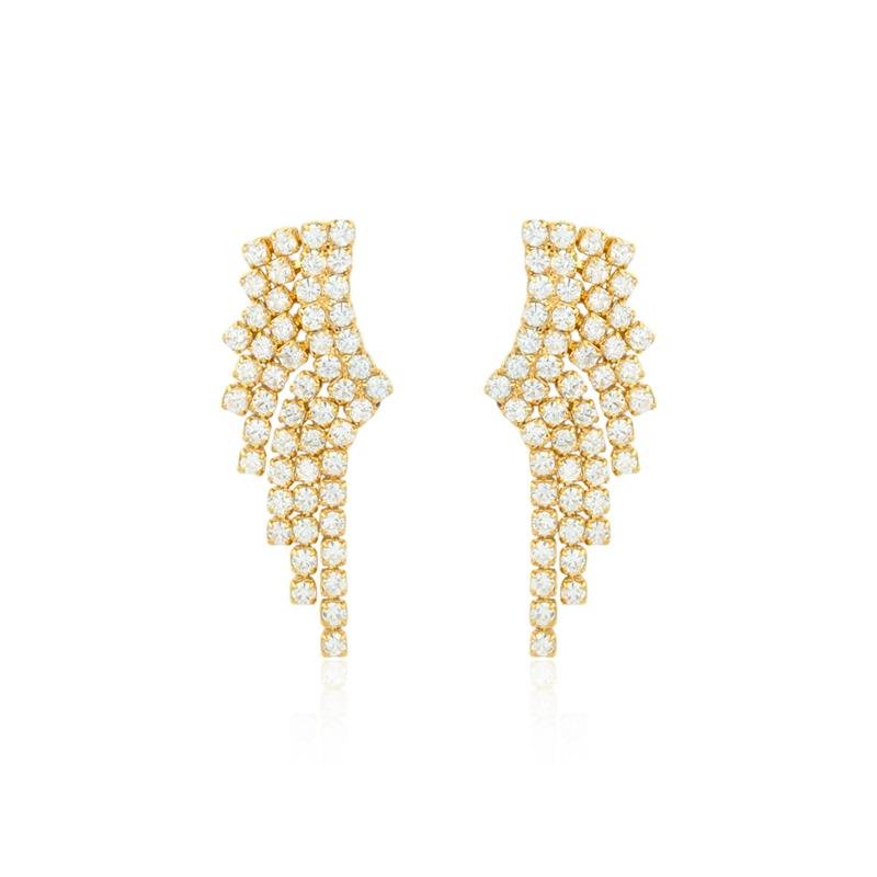 BRINCO FOLHEADO ASAS CRAVEJADA COM STRASS