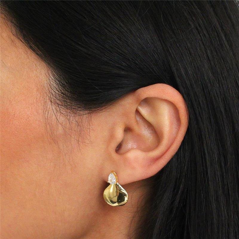 BRINCO FOLHEADO LISO COM PONTO DE LUZ 