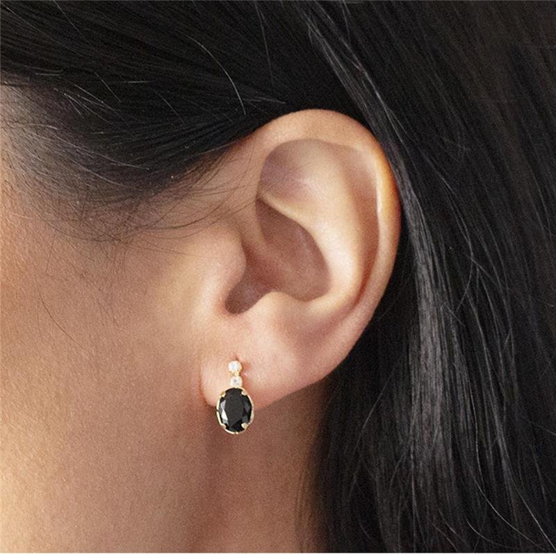 BRINCO FOLHEADO COM ZIRCÔNIA NEGRA 