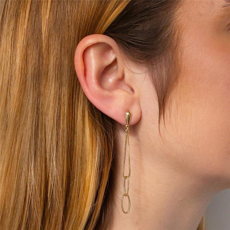 BRINCO FOLHEADO DUPLO ELO FINO