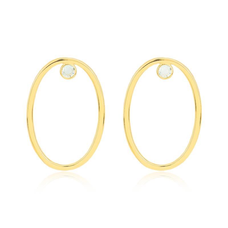 BRINCO FOLHEADO OVAL PONTO DE LUZ