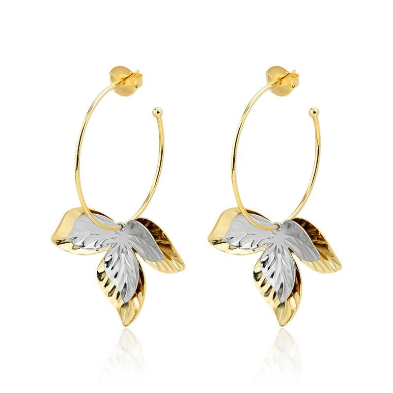ARGOLA FOLHEADA FLOR DUO COLOR - DUAL GLOW 