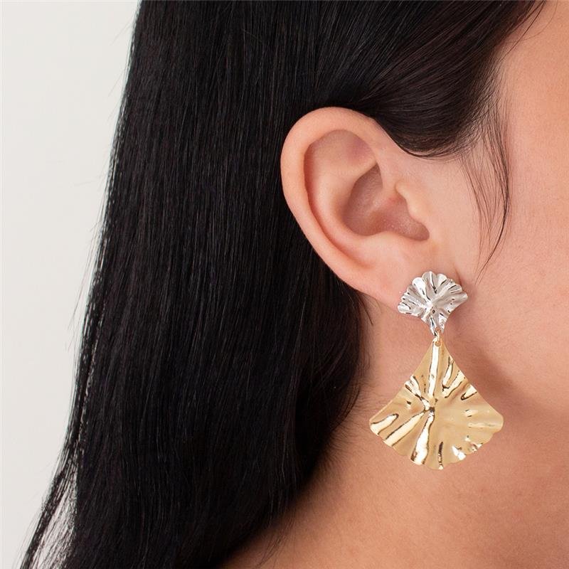 BRINCO FOLHEADO DUO COLOR AMASSADO