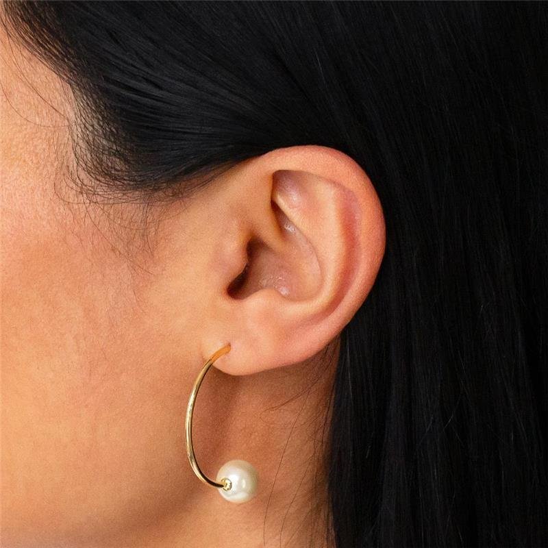 BRINCO FOLHEADO PEROLA LISO