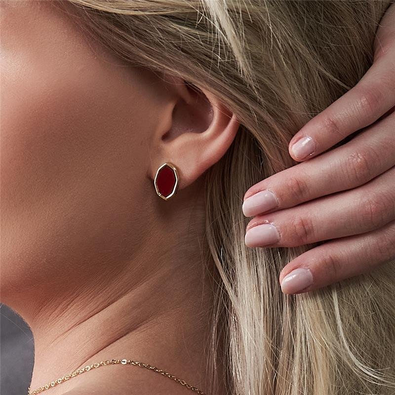 BRINCO FOLHEADO RESINA VERMELHA - VELVET 