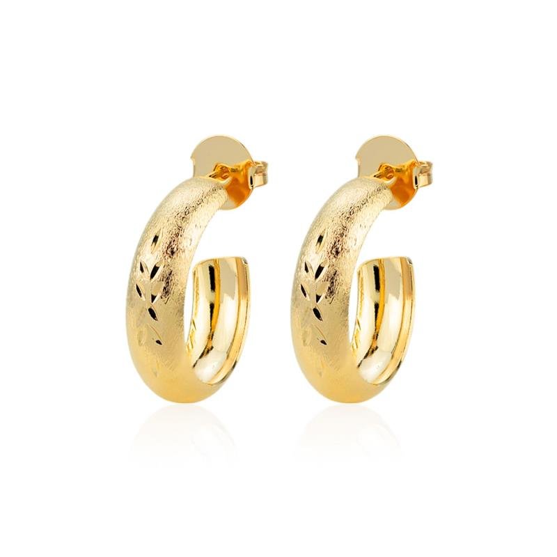 ARGOLA FOLHEADA FOSCA COM DETALHES - CRUSH 