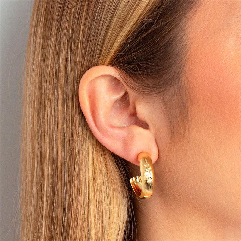 ARGOLA FOLHEADA FOSCA COM DETALHES - CRUSH 