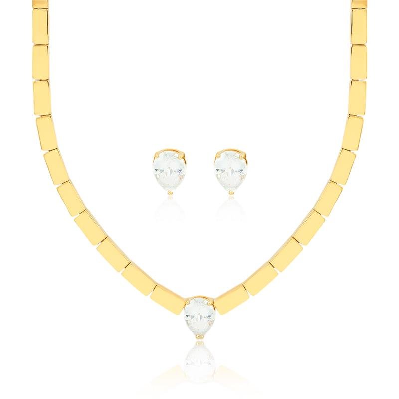 CONJUNTO FOLHEADO CANUTILHOS CHOKER PONTO DE LUZ - PREMIUM