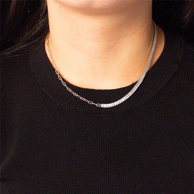 GARGANTILHA CHOKER FOLHEADA RÓDIO BRANCO RIVIERA