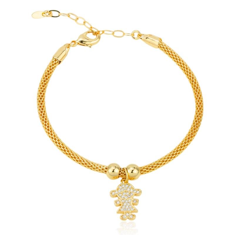 PULSEIRA FOLHEADA MENINA CRAVEJADO 