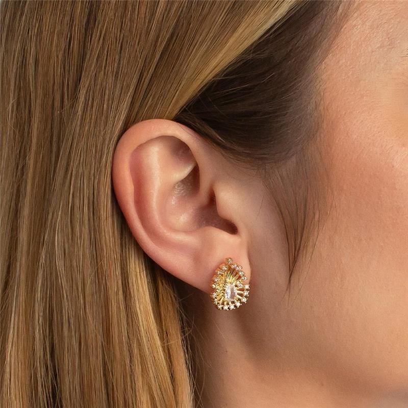 CONJUNTO FOLHEADO GOTA ZIRCÔNIA